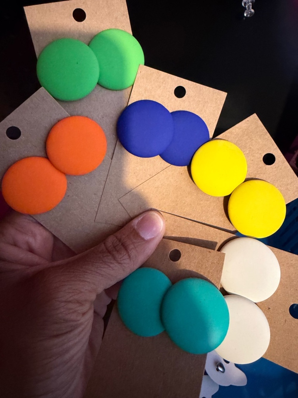 Colorful Round Button Earrings - Multi Pack